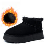 Naiste talvised turske platvormiga minisaapad kunstnahast pliisist fliisvoodriga l&uuml;hikesed pahkluu saapad Kingad soojad kunstkarusnahast voodriga libisemisvastased lumesaapad naistele 36