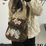 Vintage vabaaja Crossbody kotid Naiste Preppy Style Patchwork K&auml;ekott Naistele Harajuku Grunge Esteetiline k&auml;ekott