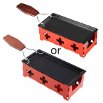 Kaasaskantav juustu-raclette-pann, ahi, grillplaat, p&ouml;&ouml;rdk&uuml;psetusplaat, pliidikomplekt spaatliga, koduk&ouml;&ouml;k X3UC punane