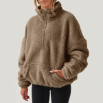 Naiste pl&uuml;&uuml;sist dressipluus Naiste mood vabaaja pikkade varrukatega tasku, n&ouml;&ouml;riga kapuutsiga t&otilde;mblukuga paks pullover dressipluus L helepruun v&auml;rv