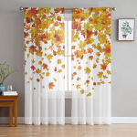 T&auml;nup&uuml;ha S&uuml;gis Metsikud Lilled Voile kardinad magamistoas t&uuml;llist aknakardinad elutuppa L&auml;bipaistvad kardinad rulookardinad kardinad W50H130(CM)x2pcs&Rod Pocket