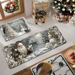J&otilde;uluk&ouml;&ouml;givaibad, komplekt 2 tk - Kerged, libisemiskindlad, masinpestavad matid Santa, lumememme, kuuse ja j&otilde;ulut&auml;he mustritega, ideaalsed p&uuml;hadeks 40*60cm+40*120cm（2Pcs）