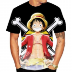&Uuml;hes t&uuml;kis ahv D. Luffy T-s&auml;rk Anime Multifilm Anime 3D 3D Harajuku graafika paaridele meestele, naistele, t&auml;iskasvanutele, tagasi kooli 3D-print 3XL