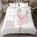 Balletit&uuml;drukud Tekikate Komplekt Multikakujulised Balleriinid T&uuml;drukute Voodipesu Komplekt Lastele Teismelistele Mikrokiud Kahekohaline Queen King Suuruses Tekikate EU single(135x200cm)