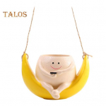 Moon Swing Planter Vaigu rippuv peaga lillepott Kollane kuu lillepott drenaažiavaga mahlakate toataimede jaoks