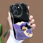 Armas koomiksimustriga kreemjas tekstuuriga korpus, lainelise servaga pehme silikoonkaanega telefoni&uuml;mbris Vivo jaoks Vivo Y20T puhas