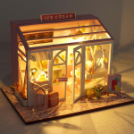 Miniatuurne majakomplekt DIY nukumaja komplekt LED-valgusega nukumajaga, valmistades k&auml;sitsi valmistatud puidust nukumaja m&auml;nguasju t&auml;iskasvanutele kingituseks