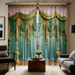 2tk HD digitaalse kardina printimise simulatsioon valance Roheline luksuslik atmosf&auml;&auml;r kollane tups kodukaunistuse stiilis kaunistus li W52H63inchW132H160cm