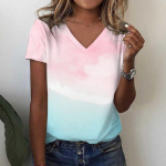 Naiste T-s&auml;rk suvine V-kaelusega T-s&auml;rk naistele igap&auml;evaelus l&uuml;hikeste varrukatega vabaaja T-s&auml;rk 3D-prindiga naisteriided S