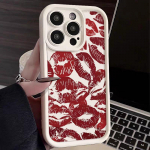 Mood Punaste Huulte Prindiga TPU Pehme Telefonikott iPhone 16 Pro Max 15 Plus 14 Pro 13 12 11 XR XS 8 7 Objektiivi Kaitse P&otilde;rutuskindel Matt P&otilde;rkeraud iPhone 13 Pro Max