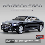 1/24 Benz Maybach S680 Sulamist Auto Diecast Metallist Mudel Heli ja Valgusega M&auml;nguauto Keskkonsooli Kaunistused Kogumine Laste M&auml;nguasjad must
