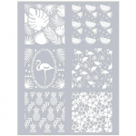 Pochoir p&acirc;te polym&egrave;re - graine cr&eacute;ative - tropical - 11,4 x 15,3 cm - r&eacute;utilisable - motifs color&eacute;s