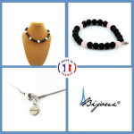 Pierres et Min&eacute;raux. Parure bijoux Bracelet Collier Perles Onyx noir mat + Quartz rose 8 Taille personnalisable.