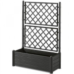 STEFANPLAST Bac &agrave; fleur/Jardini&egrave;re avec treillis - ITALIA FLOWER BOX - Finition effet bois - 100x43xH142 cm - 80 L -Anthracite stormcloud v&auml;rvi