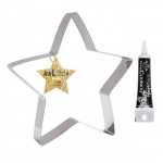 D&eacute;coupoir &agrave; p&acirc;tisserie inox XXL Etoile + Stylo de gla&ccedil;age noir