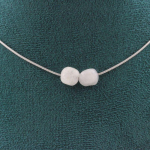 Pierres et Min&eacute;raux. Collier 2 perles Pierre de lune d'Inde Chaine en acier inoxydable Collier femmes, hommes. Taille personnalisab