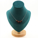 Pierres et Min&eacute;raux. Collier 4 perles Obsidienne mahogany 8 mm. Chaine en acier inoxydable Collier femmes, hommes. Taille personnal must