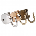 3 tk. Antiikne tabalukk ja luustikuga v&otilde;tmem&auml;rkmik, metalllukk, h&otilde;bedane kuldne pronks