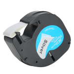 M&auml;rgistusteip Dymo 12mm h&otilde;bedase taustaga must kirjaga m&auml;rgistusmasina tarvikud 91208