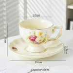 Vintage Phnom Penh Prantsuse V&auml;ike Lillega Keraamiline P&auml;rastl&otilde;unatee Kohvitass ja Taldrik 250ML