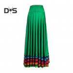 Maksi seelik Naiste Rahvatantsu Seelik Elastse V&ouml;&ouml;kohaga Hispaania Kiikseelik Vikerkaar Suur Kiikuv &Auml;&auml;r Mehhiko Flamenko Esitluse Seelik XL roheline