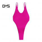 Naiste seksikas Monokini V-kaelusega varrukateta ujumistrikoo seljataga disainiga figuuri suurendav istuv &uuml;hes t&uuml;kis bikiinid S roosa punane v&auml;rv