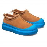 3618-U Unisex madalad lumesaapad: Paks Tald, Ehtne Nahk, Talvine Soojus 37-Female sinine/kastani