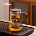 Klaasist teekeetja veeeraldusseadmega sisemise magnetl&uuml;litiga teekann puidust k&auml;epidemega kuumakindla piima teen&otilde;uga