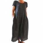 Suvine maksikleit k&uuml;ljetaskutega, &uuml;mara kaelusega, l&uuml;hikeste varrukatega, lahtine, &uuml;hev&auml;rviline, pahkluuni pikkusega, retrokleit igap&auml;evaseks kandmiseks, kohtingutele, reisimiseks S armee roheline v&auml;rv