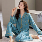 Naiste 100% puuvillased pikkade varrukatega pidžaamad keskealistele ja eakatele - Vaba kardigan s&uuml;giseks/talveks L