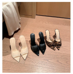 Moodsad Luksuslikud Naiste K&otilde;rge Kontsaga Sussid Ruudukujulise Ninaga K&otilde;rge Kontsaga Sandaalid Sussid Kingad Mitmek&uuml;lgsed Valged Kala Suuga Kingad 40 ihukarva