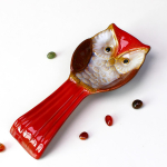 Ceramic Spoon Rest Owl Design Elegant Owl Spoon Rest Kitchen Utensil Holder Pot Shovel Rack Spoon Rest for Clean Countertop punane