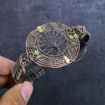 Natural Copper Look Gemstone Copper Wire Wrap Cuff Bangle Adjustable a9d27