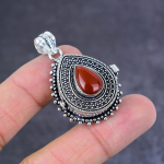 Orange Carnelian Handmade 925 Sterling Silver Jewelry Poison Pendant 1.77 v8q66
