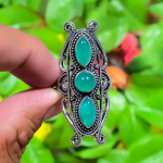 Green Onyx Handmade 925 Sterling Silver Jewelry Ring Size 8 a7h62