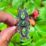 Peridot Handmade 925 Sterling Silver Jewelry Ring Size 11.5 p1m84