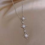Naiste kaelakee naistele Luksuslik elegantne inkrusteeritud kividest kaheksaharulise t&auml;hega rippuv rangluukett silver necklace