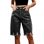 Naiste k&otilde;rge v&ouml;&ouml;kohaga kulutatud Bermuda teksap&uuml;ksid p&otilde;lvedeni rebenenud venivad teksap&uuml;ksid taskutega narmastatud &auml;&auml;rega l&uuml;hikesed p&uuml;ksid L