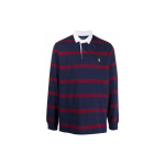 Polo Ralph Lauren Logo Tikitud Triibuline Pikkade Varrukatega Polo S&auml;rk Meeste topid S&uuml;gavlilla 710852747-001 S blue