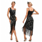 1920ndate vintage litritega kleit Gatsby ballile tutikesega kleit peo banketi tantsukleit helmed 2XL must