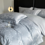 Siidine Tencel žakaarmustriga tekikotikomplekt - Luksuslik suvine voodipesu paelakaunistusega 2.0m Bedspread 4-Piece Set [Duvet Cover 220x240]