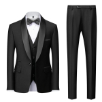 Meeste 3-osalised pulmakleidi &uuml;likonnad Slim Fit rev&auml;&auml;ridega smokingid pidulikuks vaba aja veetmiseks m&otilde;eldud pidulik meeste &uuml;likond peiumehe &uuml;likonnale (Bleiser+vest+p&uuml;ksid) L must