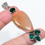 Natural Picture Jasper, Diopside 925 Sterling Silver Jewelry Pendant 2.99 n1s31