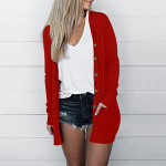 Naiste mood, vaba vabaaja taskuga &uuml;hev&auml;rvilised pikkade varrukatega n&ouml;&ouml;biga kardiganjakitopid XXXL