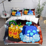 Blox Fruits Voodipesukomplektid Voodikate Tekk Tekikott Padjap&uuml;&uuml;r 2-3 Osalised Komplektid &Uuml;he-, Kahe-, Suur Suurus Magamistoa Kaunistus EU Single 135x200cm