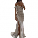 Naiste litritega ballikleit l&otilde;hikuga, s&auml;delev &otilde;lalt avatud kleit, pidulik merineitsi &otilde;htukleit, maksikleit S h&otilde;be