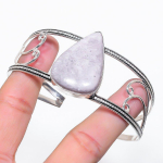 Natural Moonstone Gemstone 925 Sterling Silver Cuff Bangle Adjustable l6r58