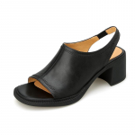 Uued suvised naiste sandaalid Ehtsad nahast kingad naistele Avatud varba Slingback kingad peep toe Paks konts Beežid gladiaatorikingad 34 must