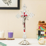 Standing Crucifix Jesus on The Cross Statue,Figurine,Table Cross,with Stand for
