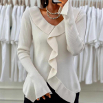 Naiste moe vabaaja s&uuml;gistalvised &uuml;hev&auml;rvilised pikkade varrukatega V-kaelusega kampsunid One Size sinine